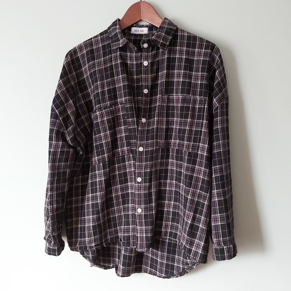 🖤3/$20 Black and White Plaid Button Up Shirt